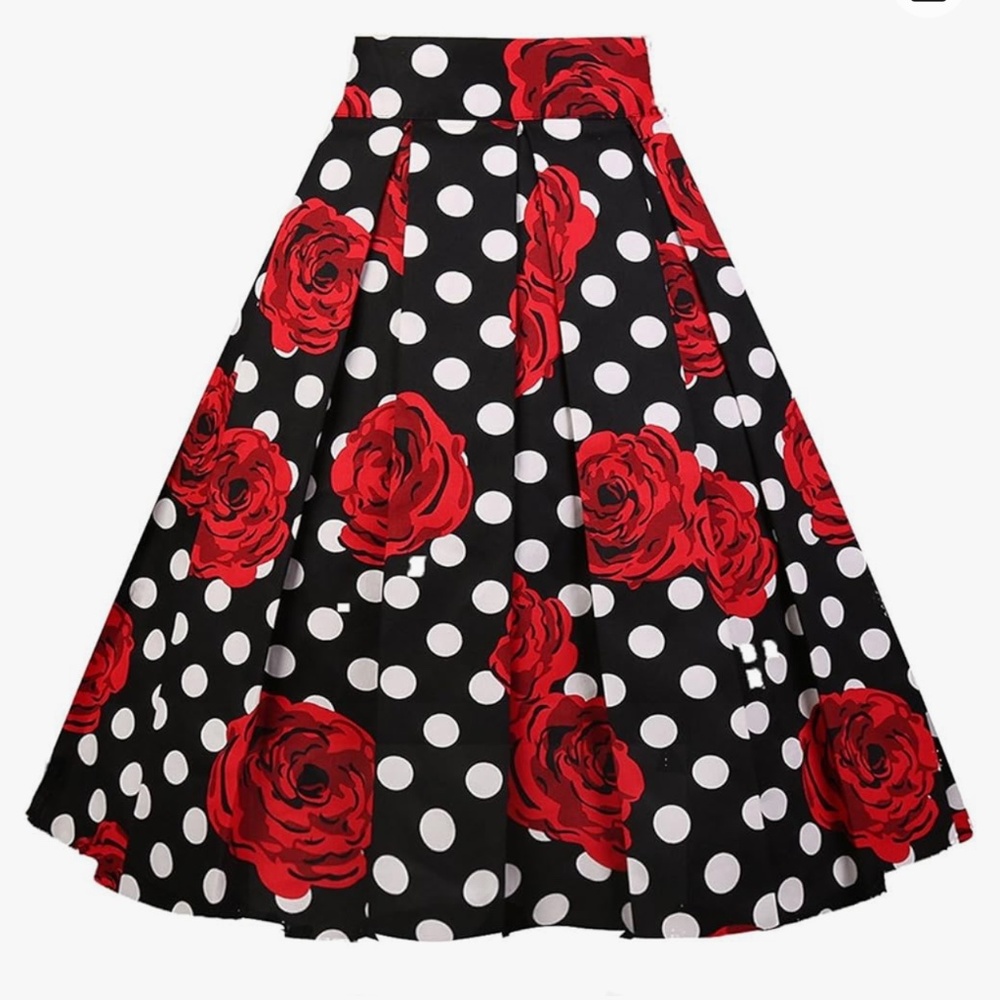 Vintage pleated Floral A-Line Skirt
